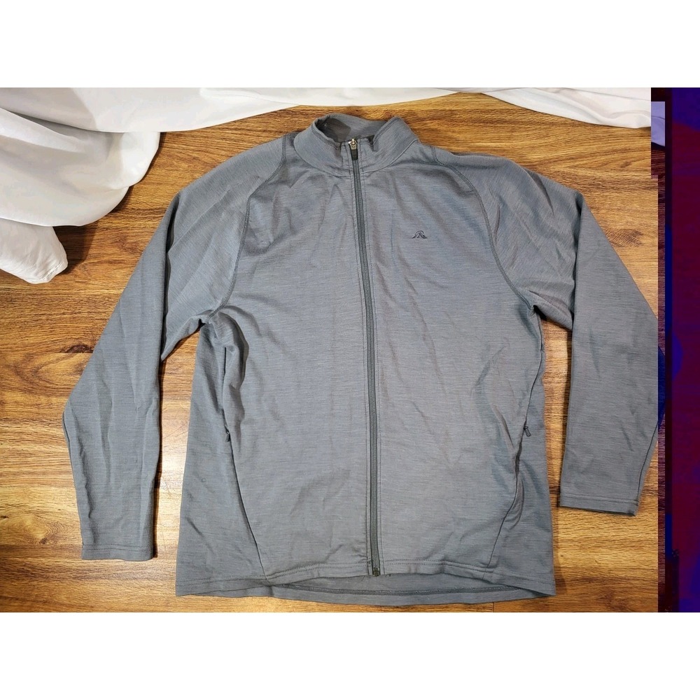Macpac Size XL Mens Gray Full Zip 100% Merino Wool Jacket
